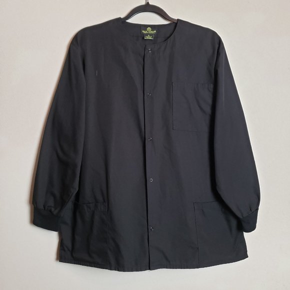 Natural Uniforms Black Snap Button Down Scrub Jacket Coat Medium - Picture 1 of 6